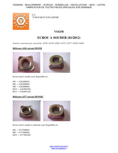 1 x Hexagonal nut Welding M10 Steel
