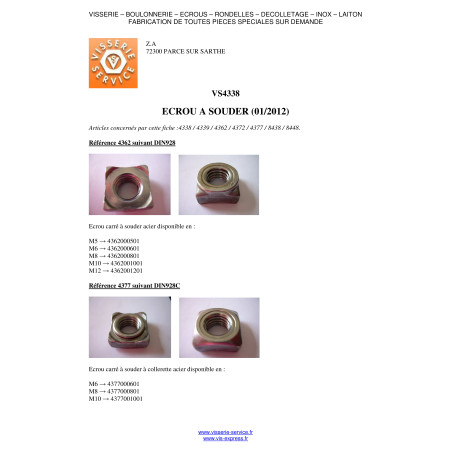 1 x Hexagonal nut Welding M5 Zinc Plated