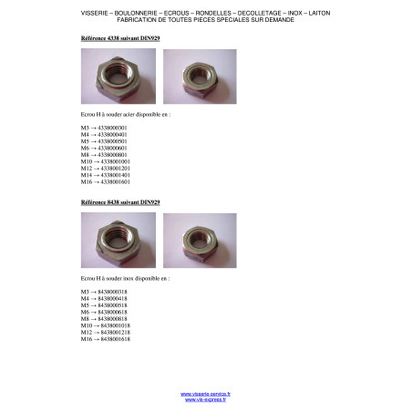 1 x Hexagonal nut Welding M4 Zinc Plated