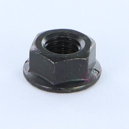 1 x Flange nut With Serration M7 Pitch 100 Black Zinc Plated