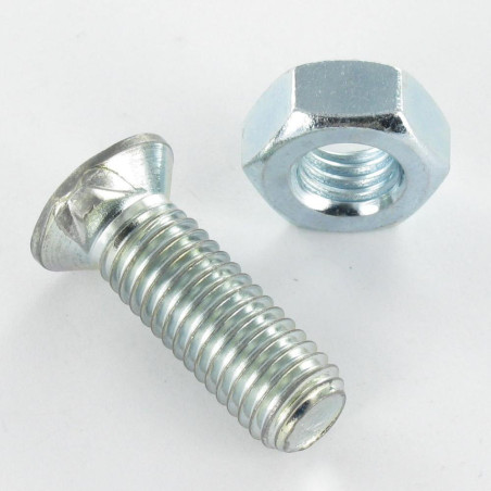 1 x Plow Bolt Countersunk Head M12X40 2 ERGOTS Class 8.8 Zinc Plated
