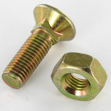 1 x Plow Bolt Countersunk Square Neck Carriage M10X25 Class 8.8 Yellow Zinc