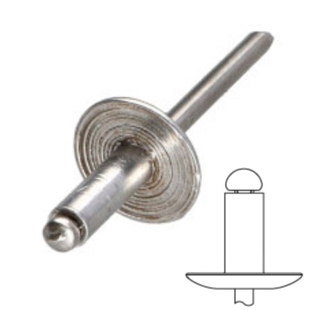 Blind Rivet Extra Large Head Aluminum body / Aluminum stem