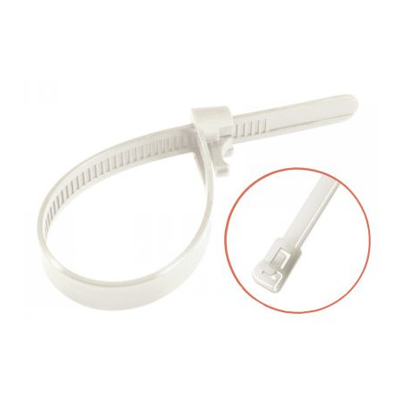 Re-openable clamps white nylon Polyamide 6.6