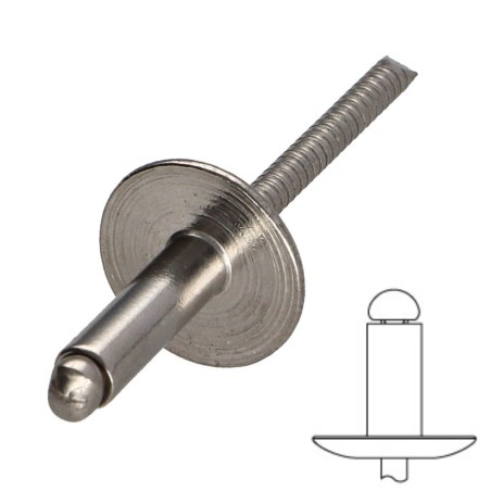 Blind Rivet Extra Large Head All Stainless Steel A2